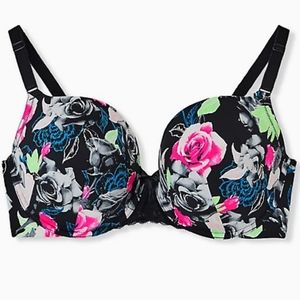 Torrid Black Floral 360 Smoothing Push Up Bra NWT